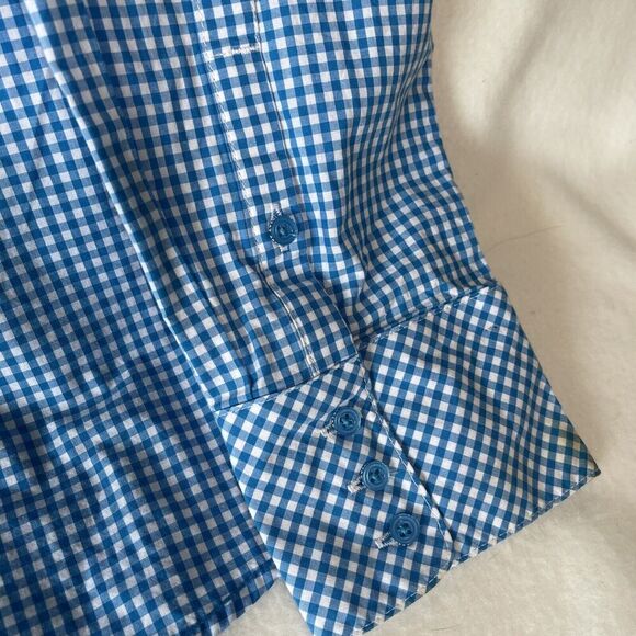 Ariat Women's Size XL Fitted Pink/Blue Plaid LS Western Shirt Embroidered Logos - Picture 5 of 8